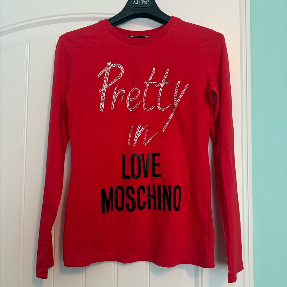 Love Moschino Red Long Sleeve Kids Tee